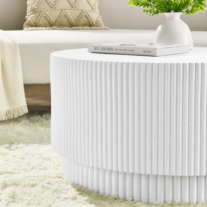 Table Basse H-Barrel de 40 cm, Style Nordique, Design Simple, Adaptée à Une Utilisation Intérieure Et Extérieure, Matériau Oxyde De Magnésium