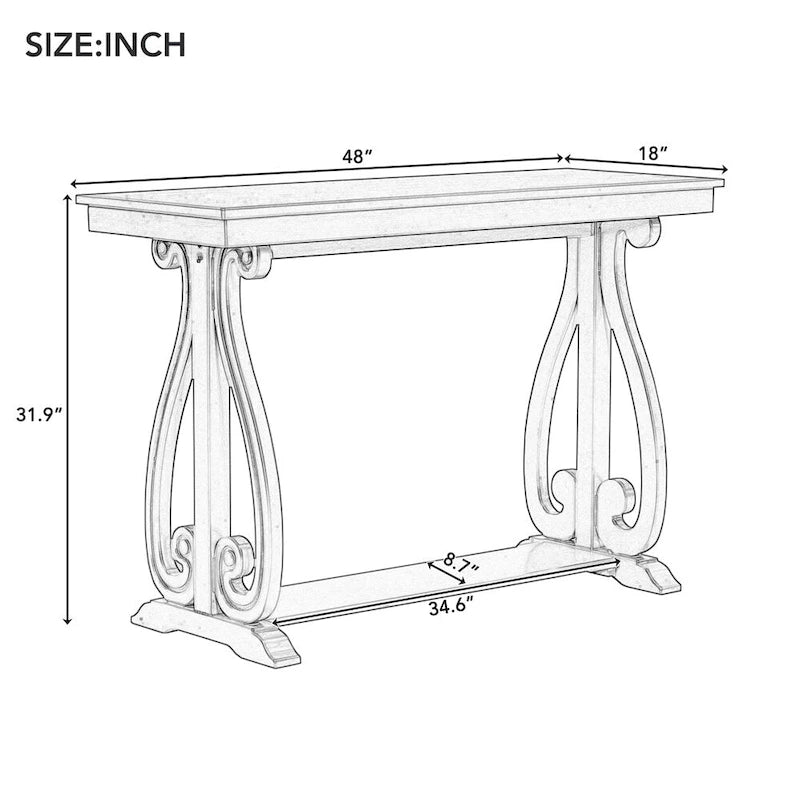 Console rustique vintage de 48 pouces, table d'entrée de style ferme