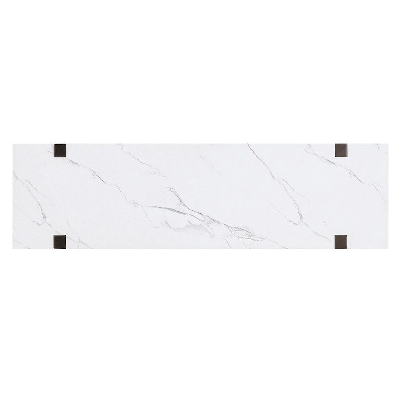 Console Rétro Élégante avec Plateau Effet Marbre et Rangement Polyvalent