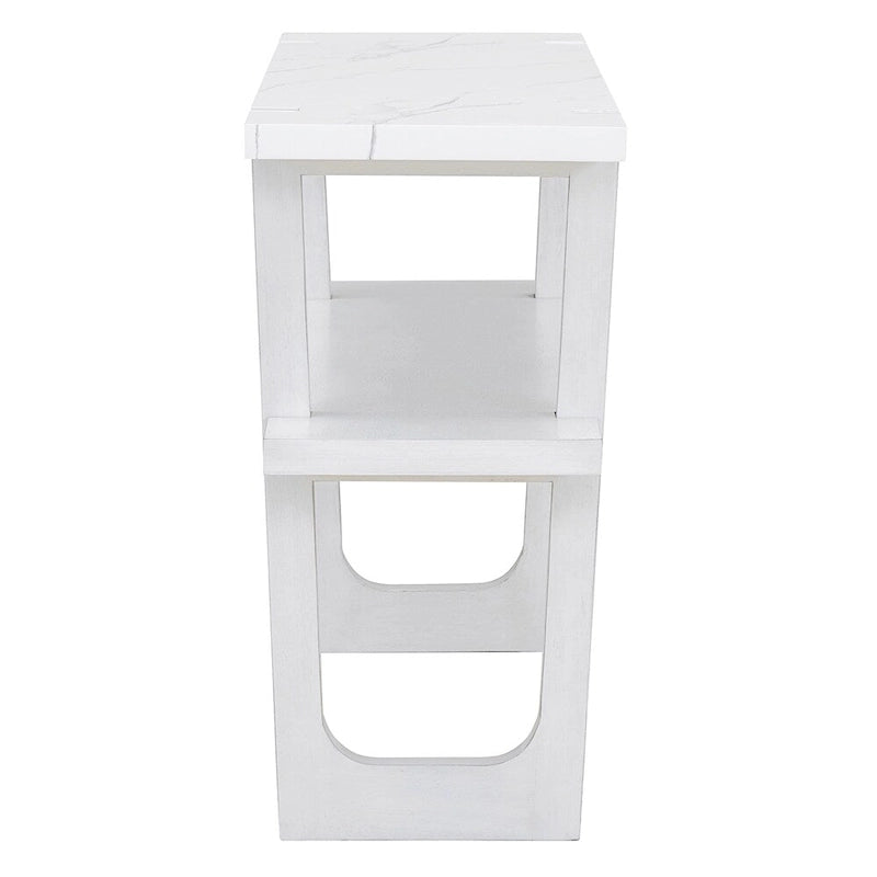 Console Rétro Élégante avec Plateau Effet Marbre et Rangement Polyvalent