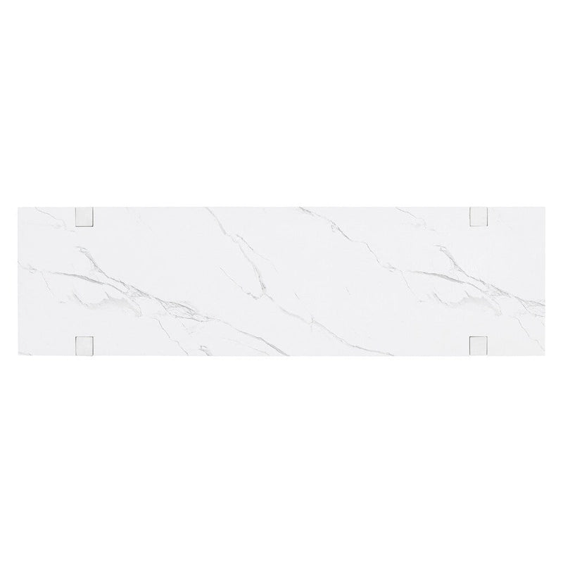 Console Rétro Élégante avec Plateau Effet Marbre et Rangement Polyvalent
