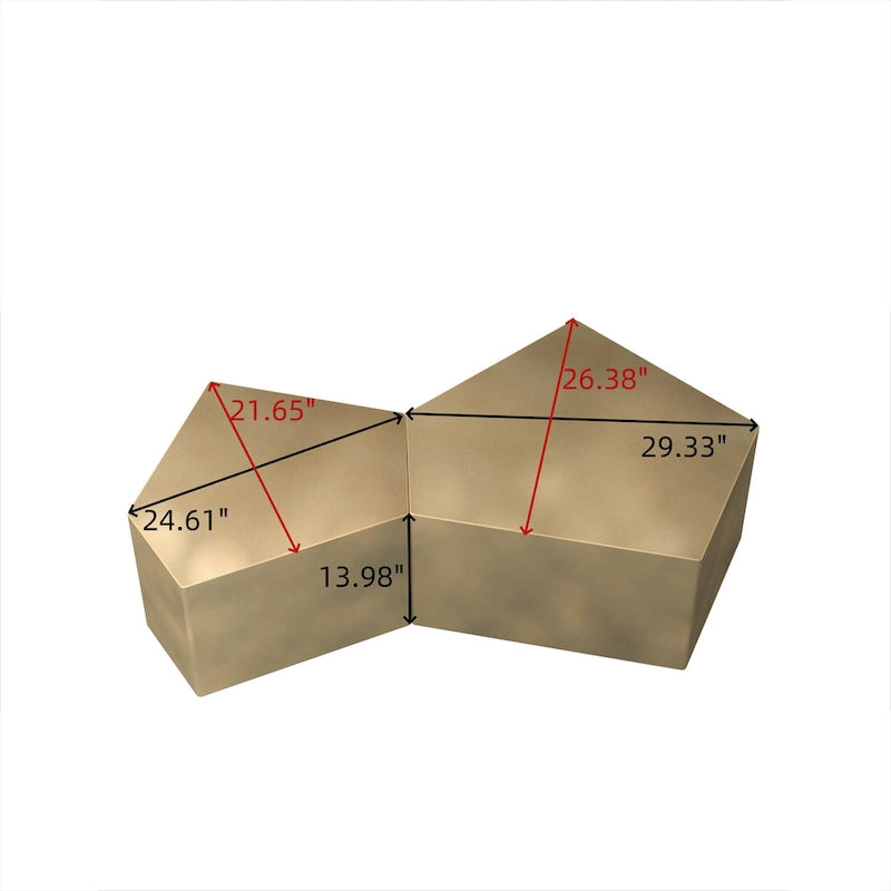 Ensemble de tables basses gigognes Pentagon irrégulier, Ensemble de tables basses géométriques, Ensemble de tables d'appoint, Ensemble de tables basses (Lot de 2 pièces)