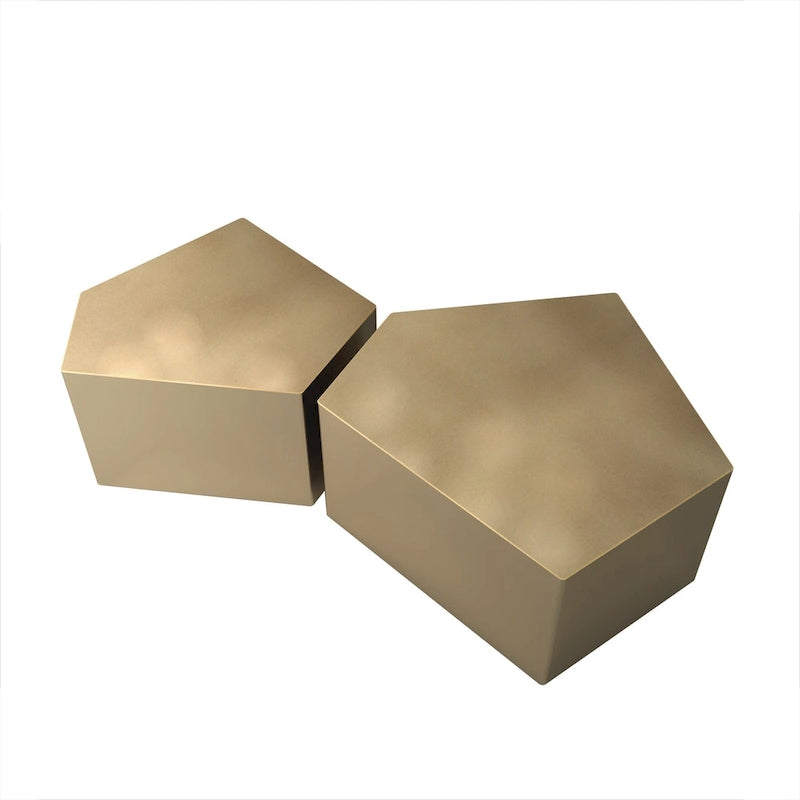 Ensemble de tables basses gigognes Pentagon irrégulier, Ensemble de tables basses géométriques, Ensemble de tables d'appoint, Ensemble de tables basses (Lot de 2 pièces)