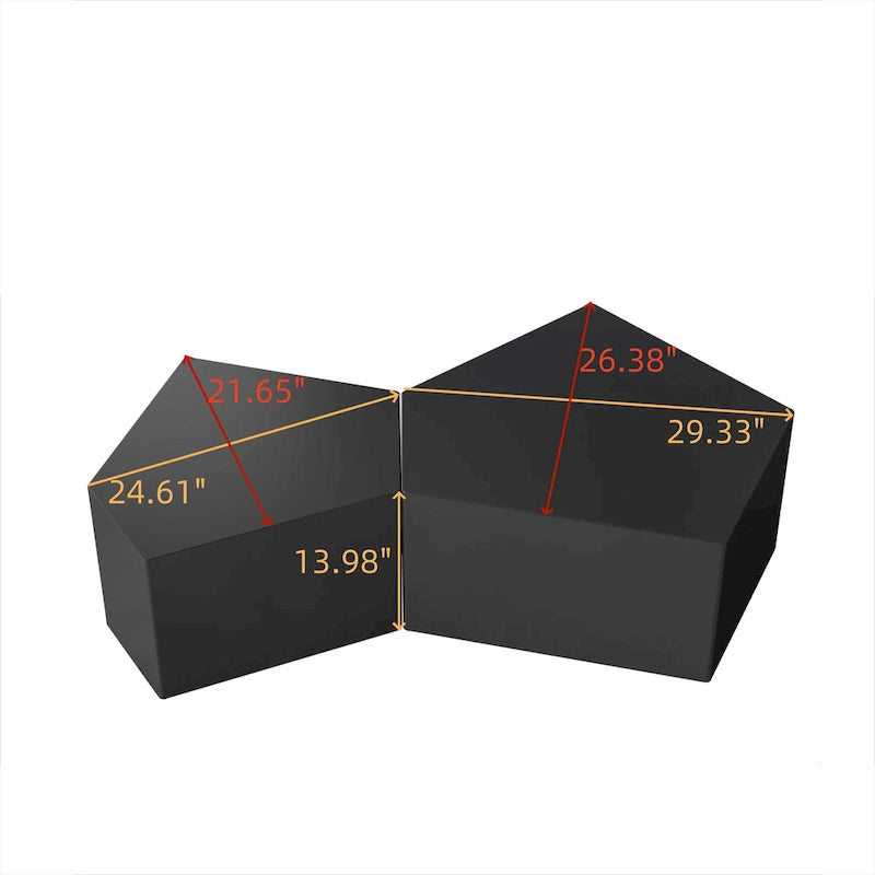 Ensemble de tables basses gigognes Pentagon irrégulier, Ensemble de tables basses géométriques, Ensemble de tables d'appoint, Ensemble de tables basses (Lot de 2 pièces)