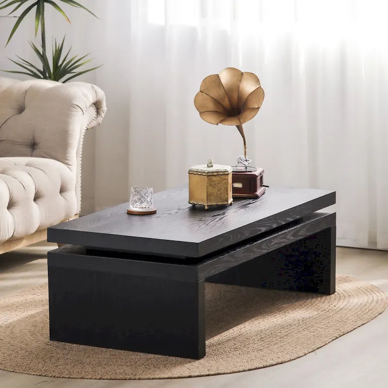 Table basse moderne, table basse en bois, table basse rectangulaire pour salon, 120,9 cm L x 60 cm l x 41,4 cm H