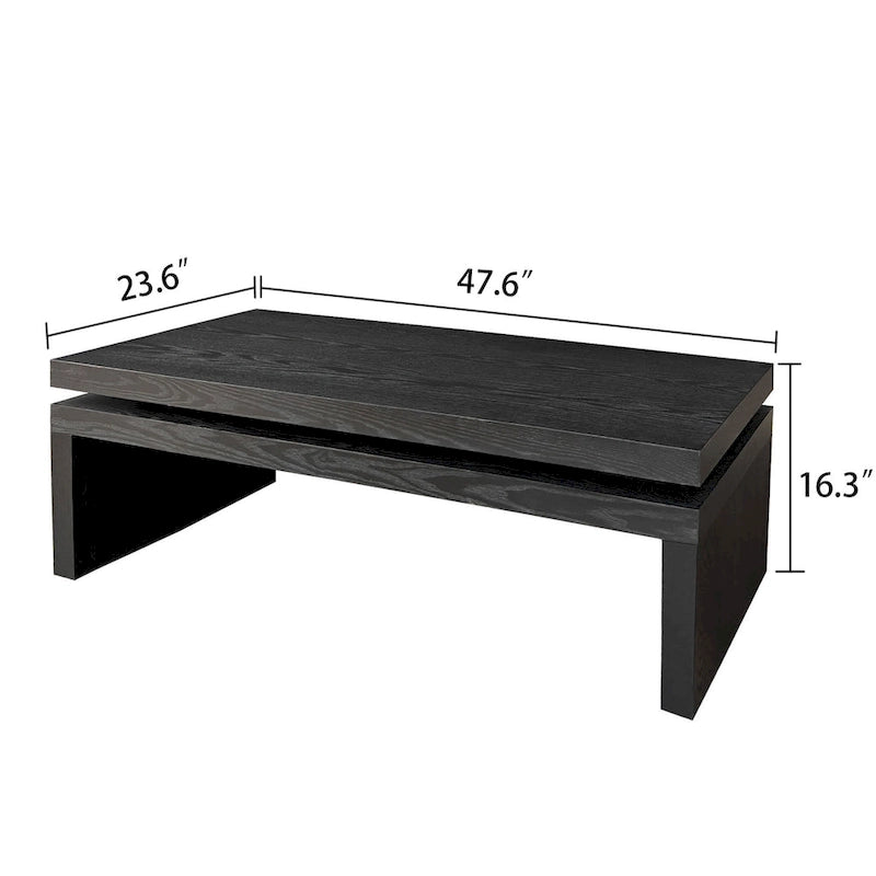 Table basse moderne, table basse en bois, table basse rectangulaire pour salon, 120,9 cm L x 60 cm l x 41,4 cm H