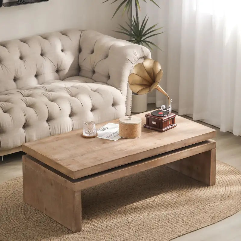Table basse moderne, table basse en bois, table basse rectangulaire pour salon, 120,9 cm L x 60 cm l x 41,4 cm H