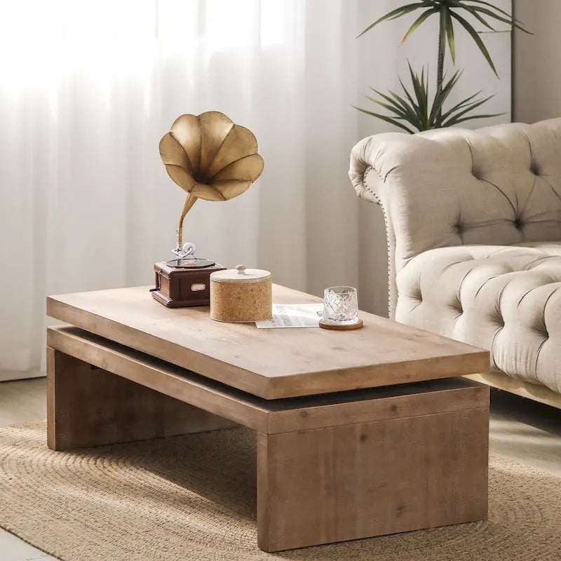 Table basse moderne, table basse en bois, table basse rectangulaire pour salon, 120,9 cm L x 60 cm l x 41,4 cm H