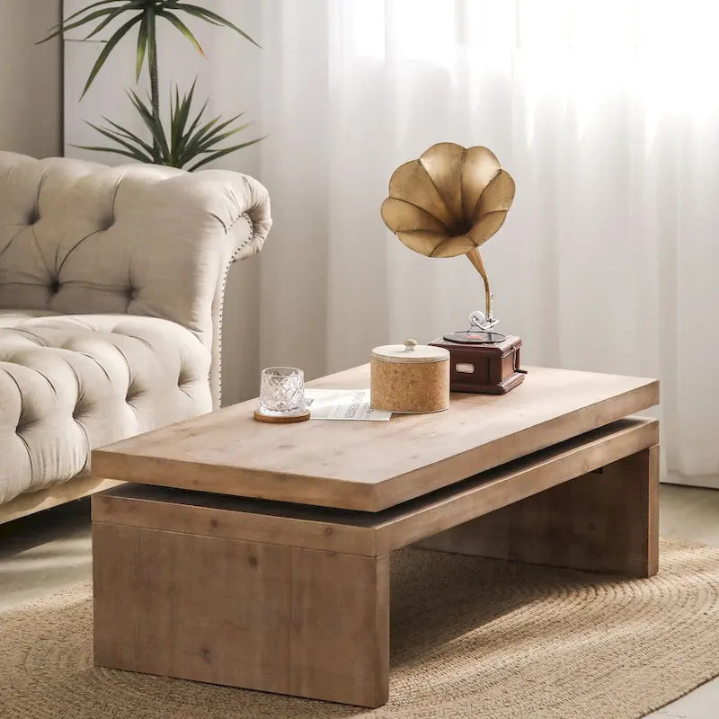 Table basse moderne, table basse en bois, table basse rectangulaire pour salon, 120,9 cm L x 60 cm l x 41,4 cm H