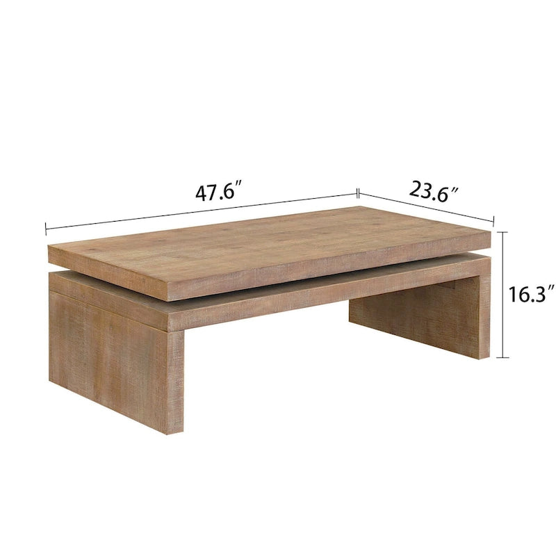 Table basse moderne, table basse en bois, table basse rectangulaire pour salon, 120,9 cm L x 60 cm l x 41,4 cm H