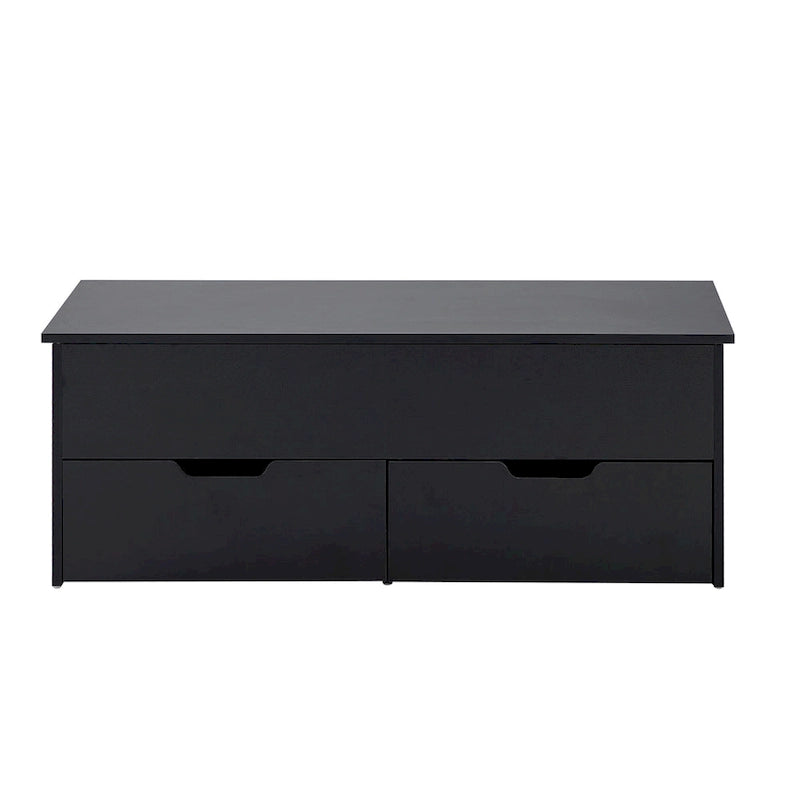 Table basse relevable avec rangement, compartiment caché et 2 tiroirs, table de salon