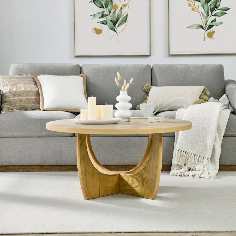 Table basse ronde en bois pour le salon