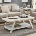 Table basse contemporaine en bois avec étagère, finition blanche, pour salon
