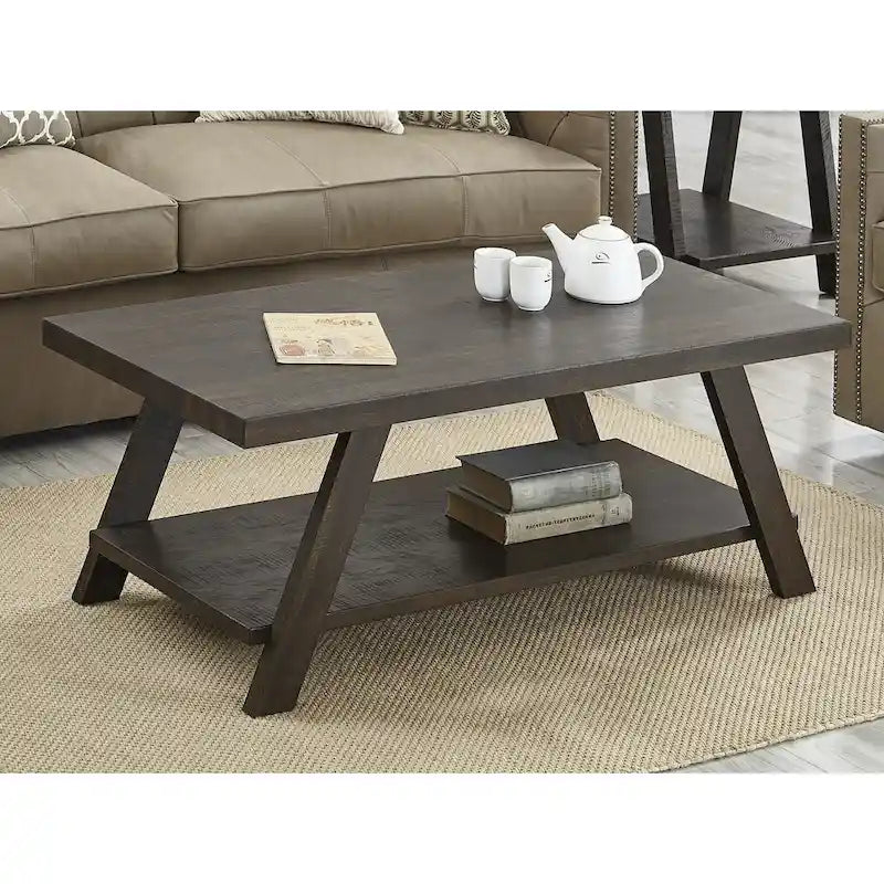 Table basse contemporaine en bois avec étagère, finition blanche, pour salon