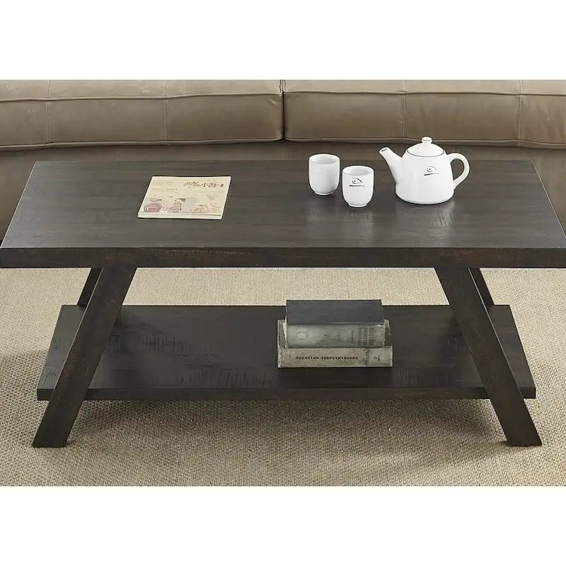 Table basse contemporaine en bois avec étagère, finition blanche, pour salon
