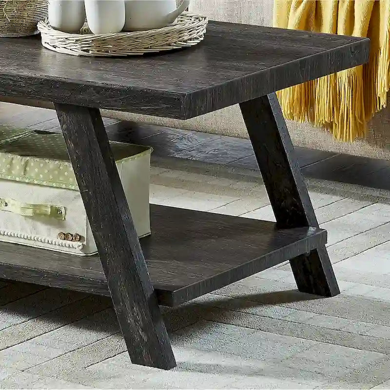 Table basse contemporaine en bois avec étagère, finition blanche, pour salon