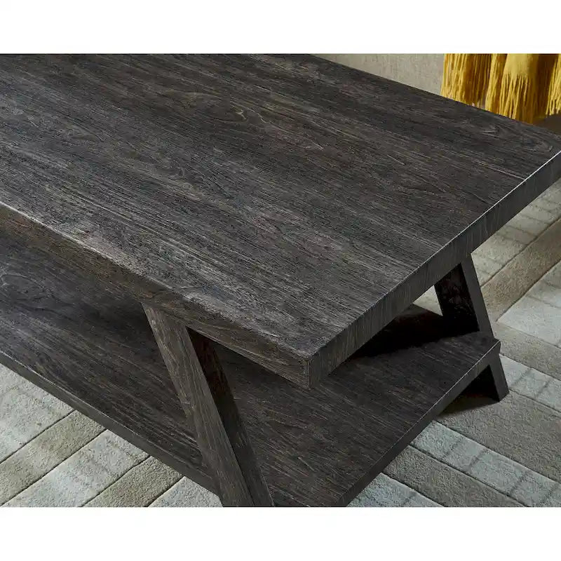 Table basse contemporaine en bois avec étagère, finition blanche, pour salon
