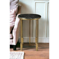 HomeRoots 23 Table d'appoint ronde en marbre et fer doré et noir - 23