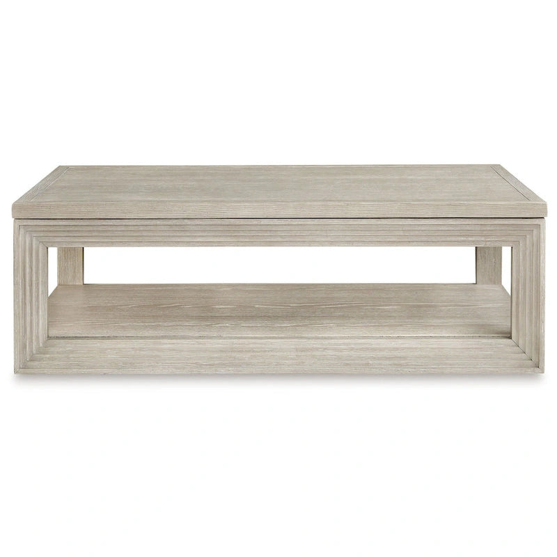 Table basse élévatrice Marz, rangement caché, gris patiné 54 pouces