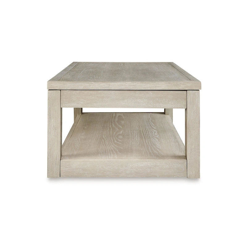 Table basse élévatrice Marz, rangement caché, gris patiné 54 pouces