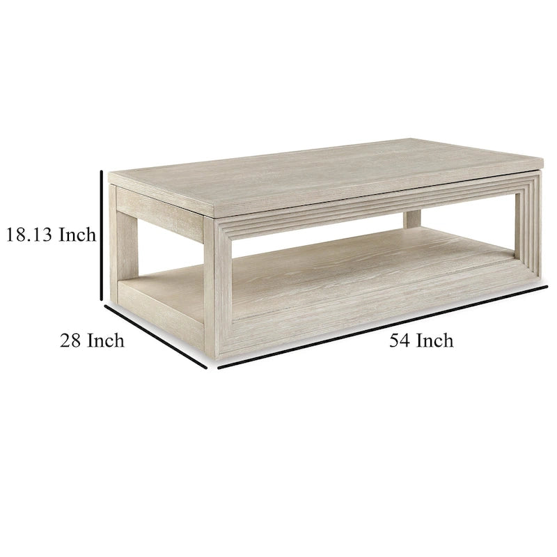 Table basse élévatrice Marz, rangement caché, gris patiné 54 pouces