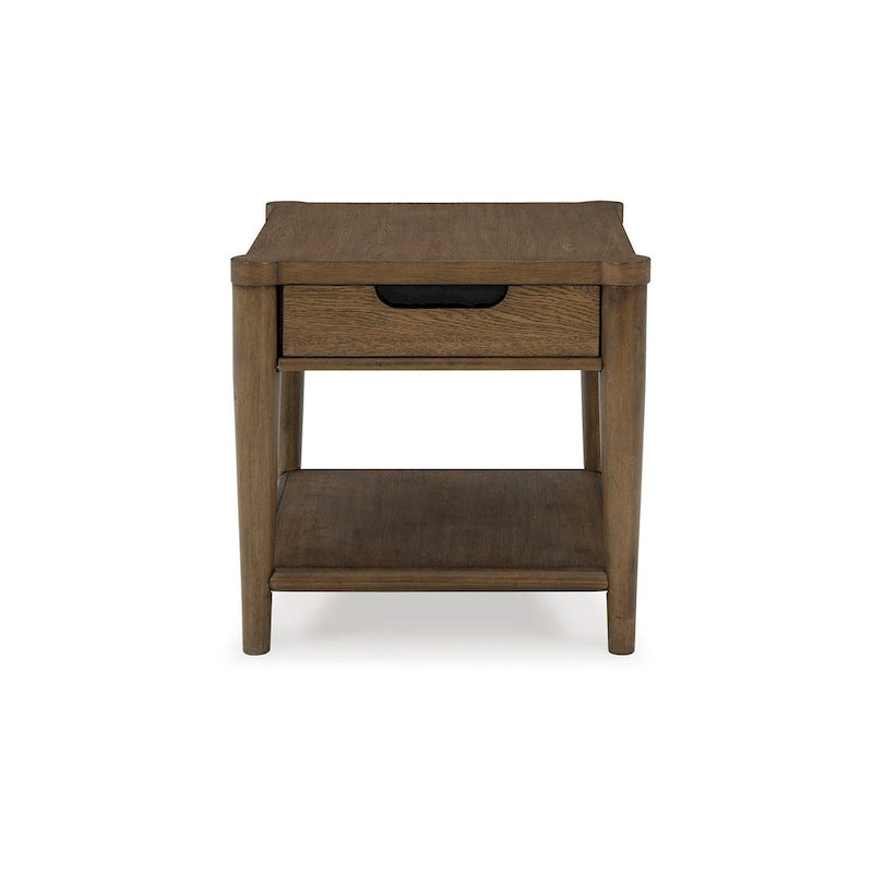 Table d'appoint Howie, tiroir et étagère, bois marron rectangulaire 66 cm