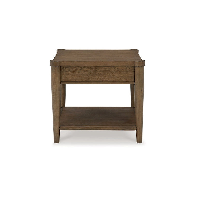 Table d'appoint Howie, tiroir et étagère, bois marron rectangulaire 66 cm