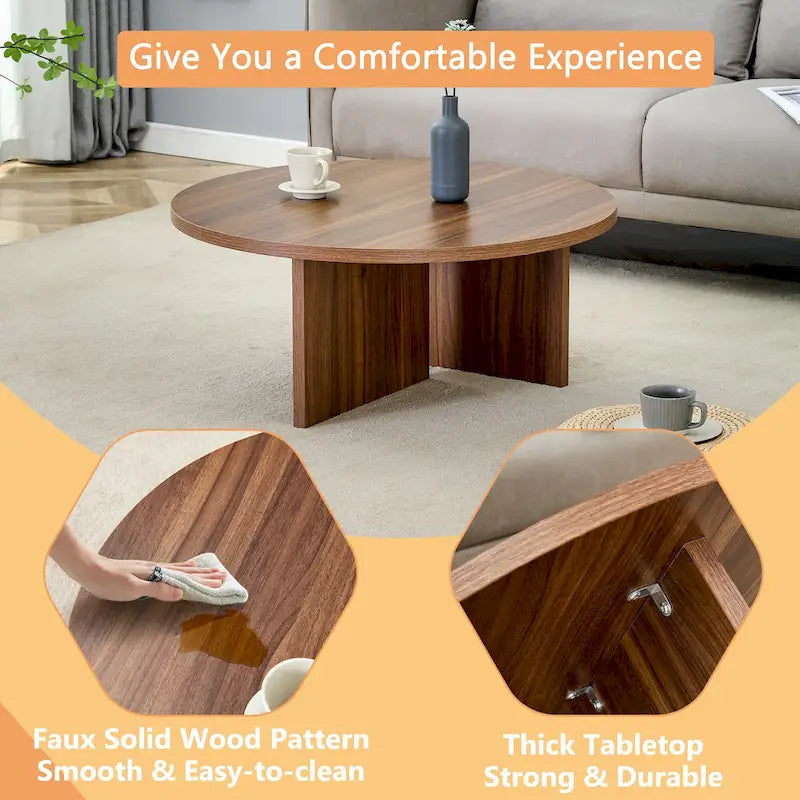 Table basse ronde moderne en MDF, table de salon durable