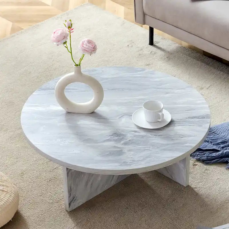 Table basse ronde moderne en MDF, table de salon durable