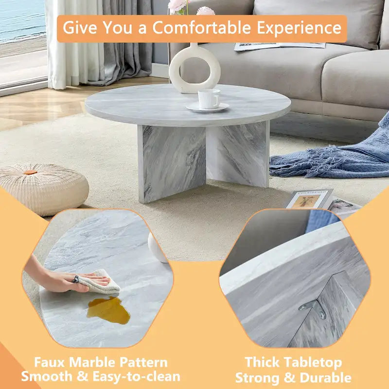 Table basse ronde moderne en MDF, table de salon durable