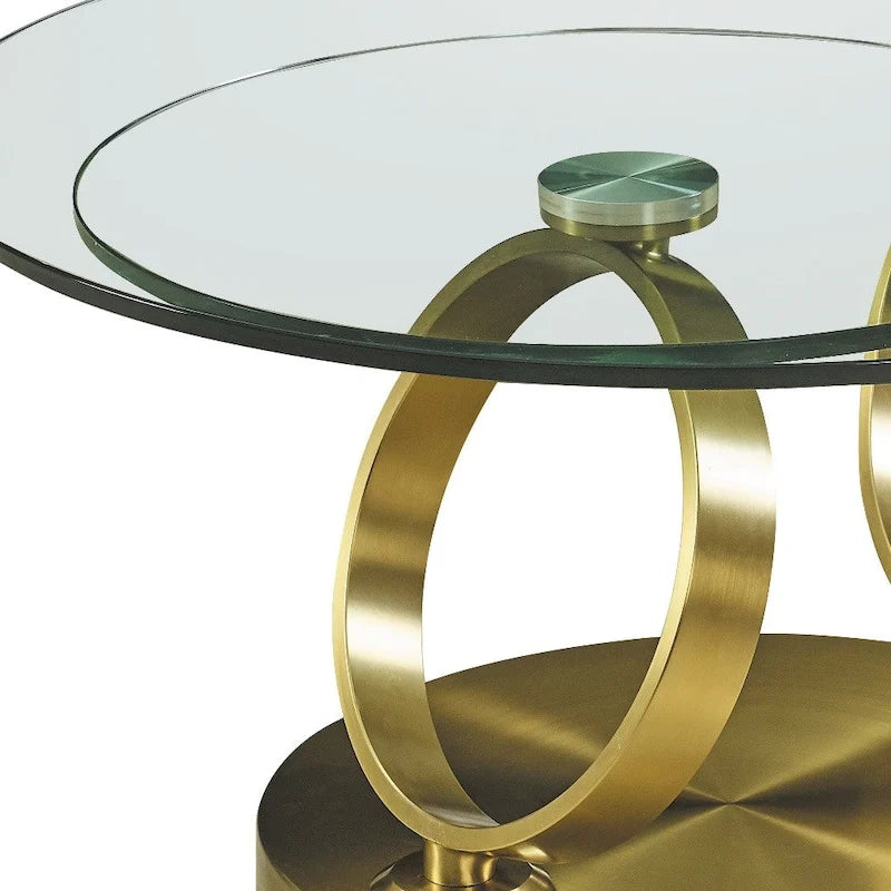 Table basse ronde abstraite en verre et métal transparent et doré HomeRoots 32 - 31,5' X '17' X '31,5