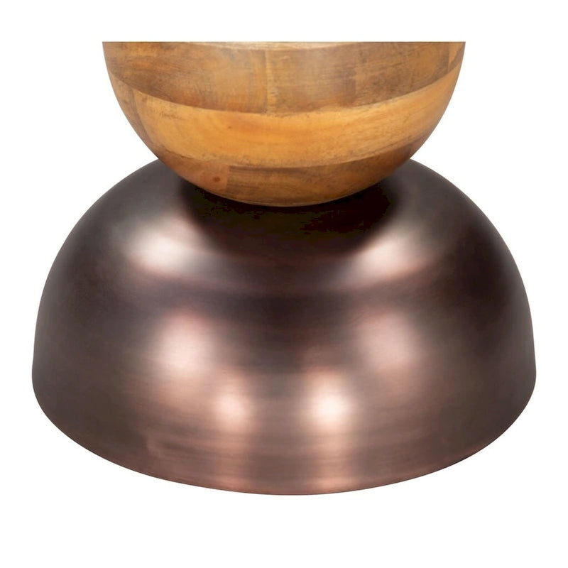 HomeRoots Table d'appoint piédestal ronde en fer et bois massif bronze et marron 20 - 14' X '20.3' X '14