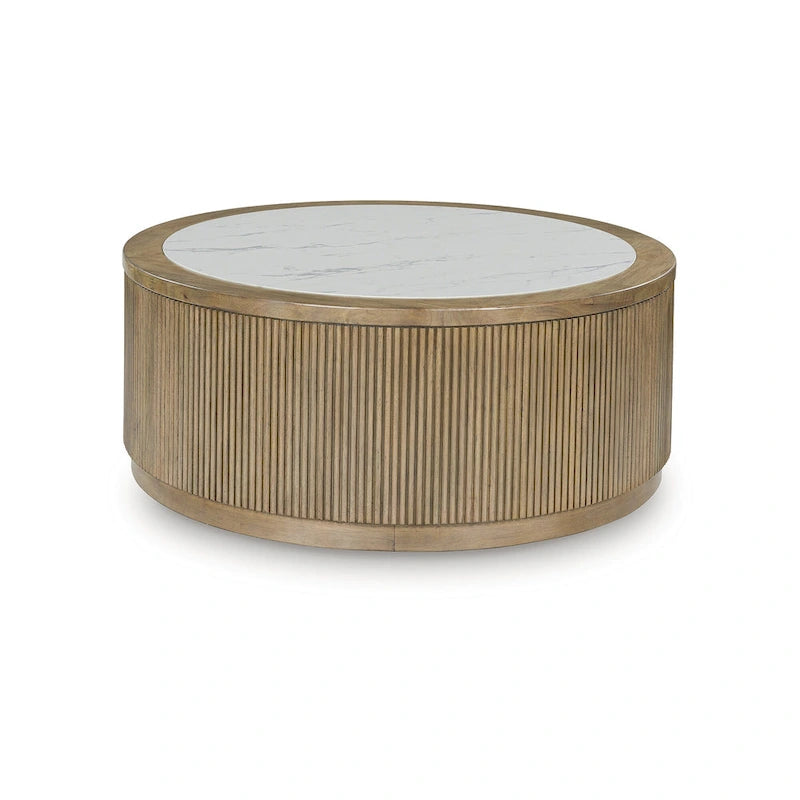 Table basse Signature Design by Ashley Camdill brun clair/blanc - 42 L x 42 P x 17,5 H