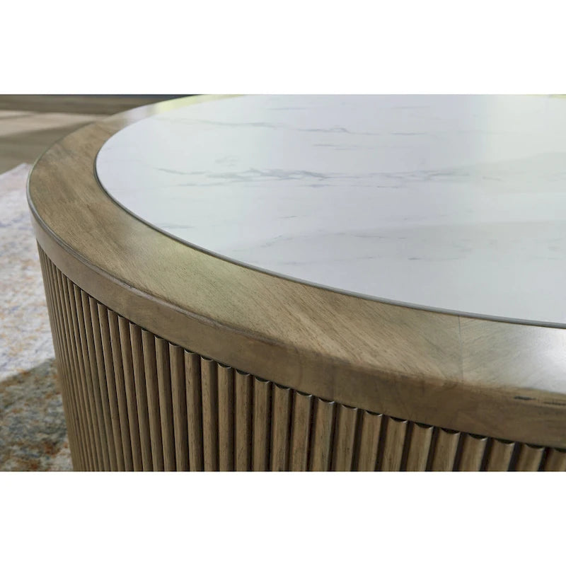 Table basse Signature Design by Ashley Camdill brun clair/blanc - 42 L x 42 P x 17,5 H