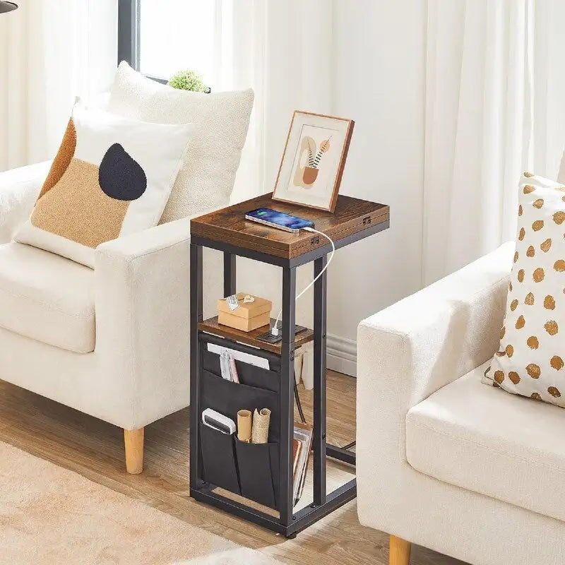 Table d'appoint en C avec station de charge - 52,1P x 39,1L x 61H cm