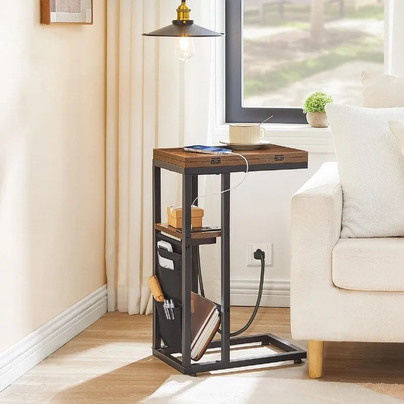 Table d'appoint en C avec station de charge - 52,1P x 39,1L x 61H cm