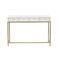 Console 2 tiroirs en bois avec cadre en métal doré - Blanc - Roche River Decor