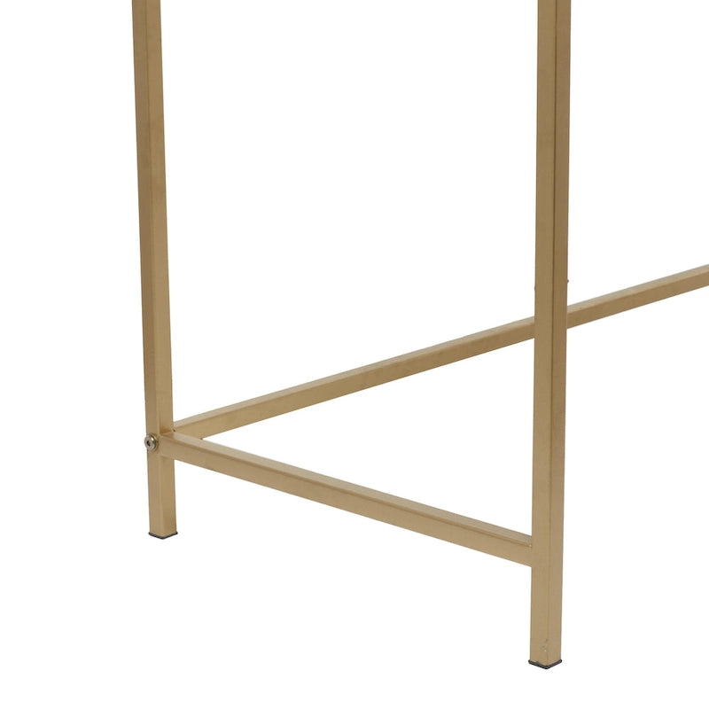 Console 2 tiroirs en bois avec cadre en métal doré - Blanc - Roche River Decor