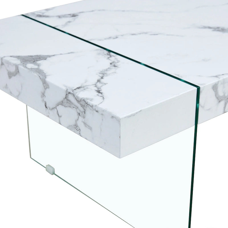 Table basse rectangulaire avec pieds en verre trempé, tables d'appoint en bois, tables basses en bois pour salon, salle de réception