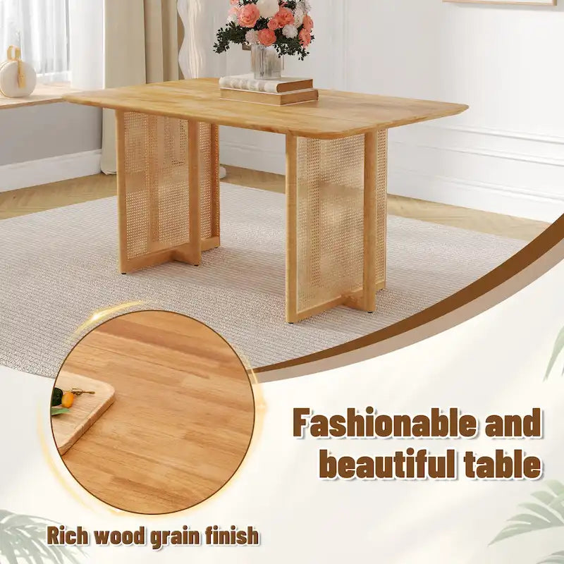 Table en hévéa rétro 59 avec finition noyer