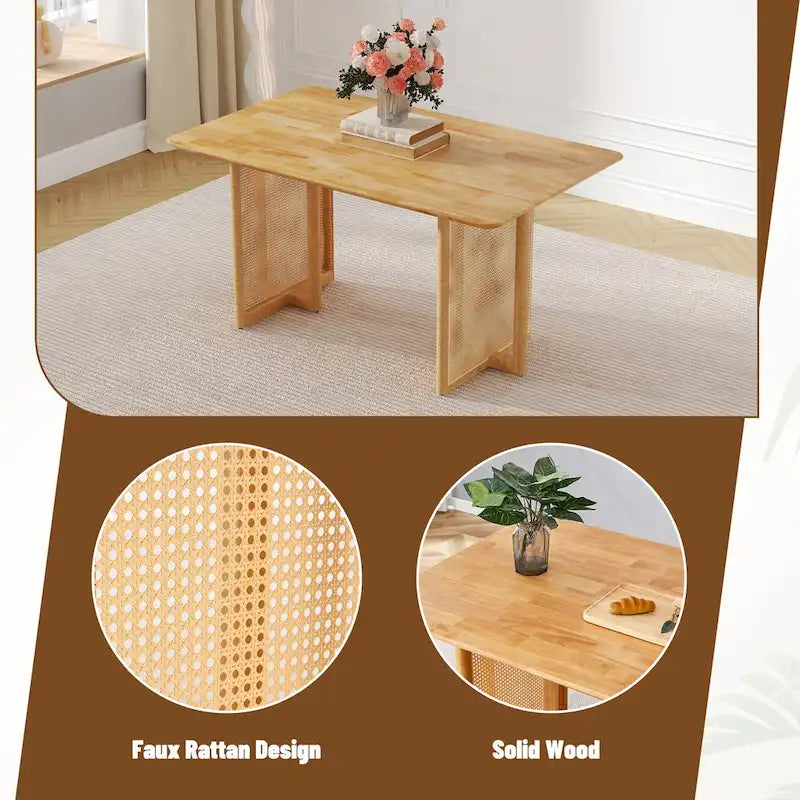 Table en hévéa rétro 59 avec finition noyer