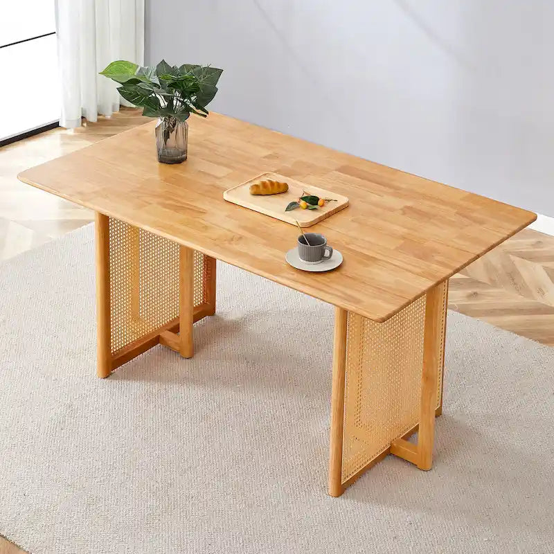 Table en hévéa rétro 59 avec finition noyer