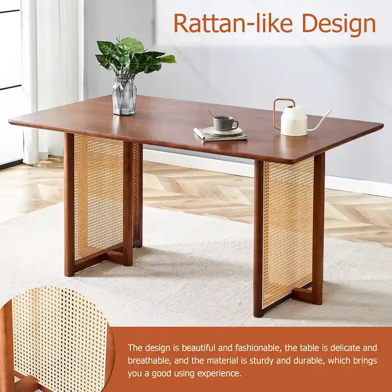 Table en hévéa rétro 59 avec finition noyer