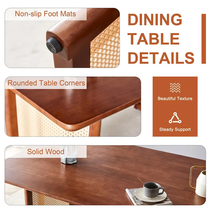 Table en hévéa rétro 59 avec finition noyer