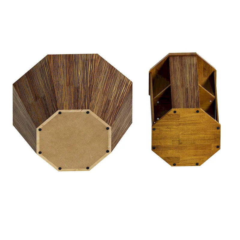 Tables basses octogonales en bois d'hévéa de 31,5" (lot de 2 pièces)