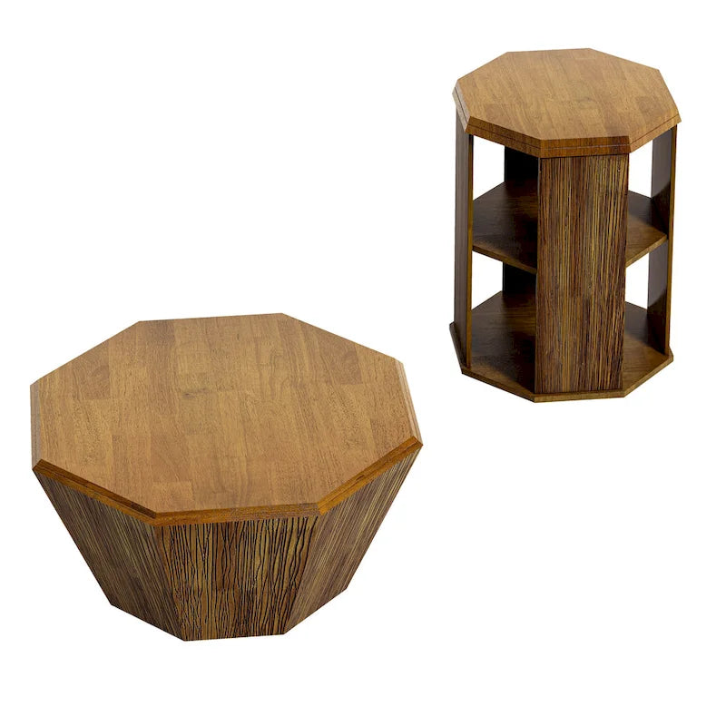 Tables basses octogonales en bois d'hévéa de 31,5" (lot de 2 pièces)