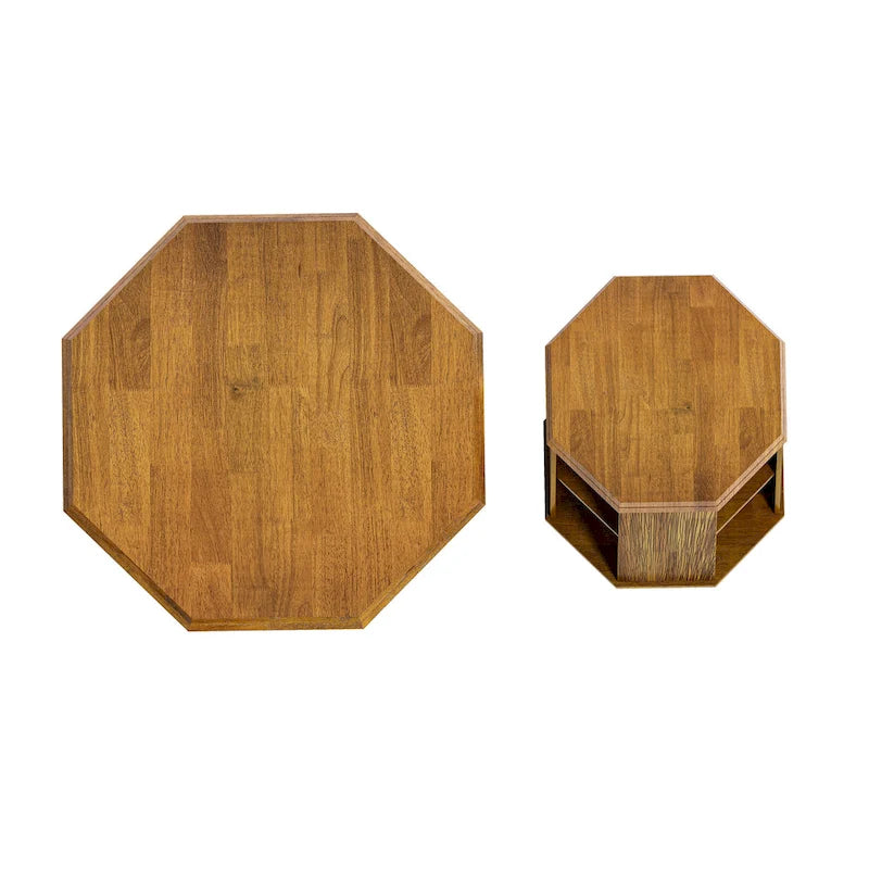 Tables basses octogonales en bois d'hévéa de 31,5" (lot de 2 pièces)