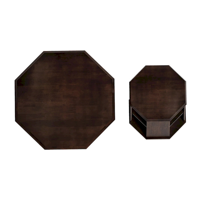 Tables basses octogonales en bois d'hévéa de 31,5" (lot de 2 pièces)