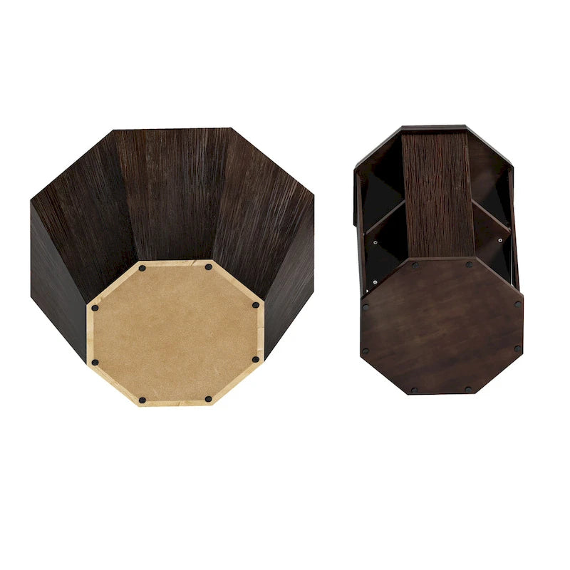 Tables basses octogonales en bois d'hévéa de 31,5" (lot de 2 pièces)
