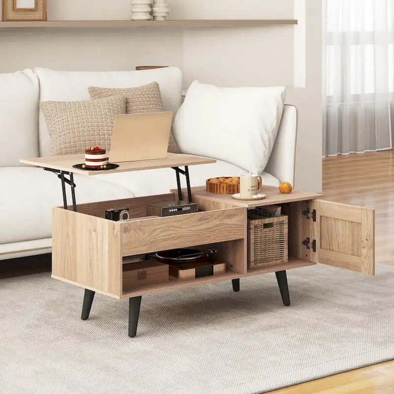 Table basse à plateau relevable Costway avec compartiment de rangement caché - Voir détails